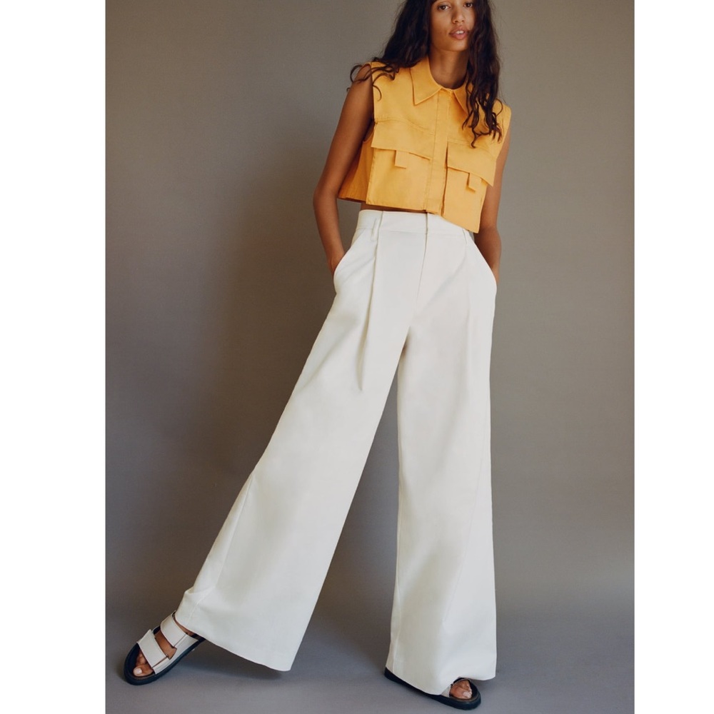 Zara wide leg pleated cotton pants